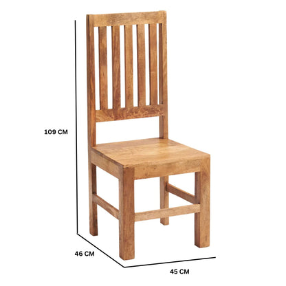 Set of 2 Manila Light Mango Wood Slat Back Chairs