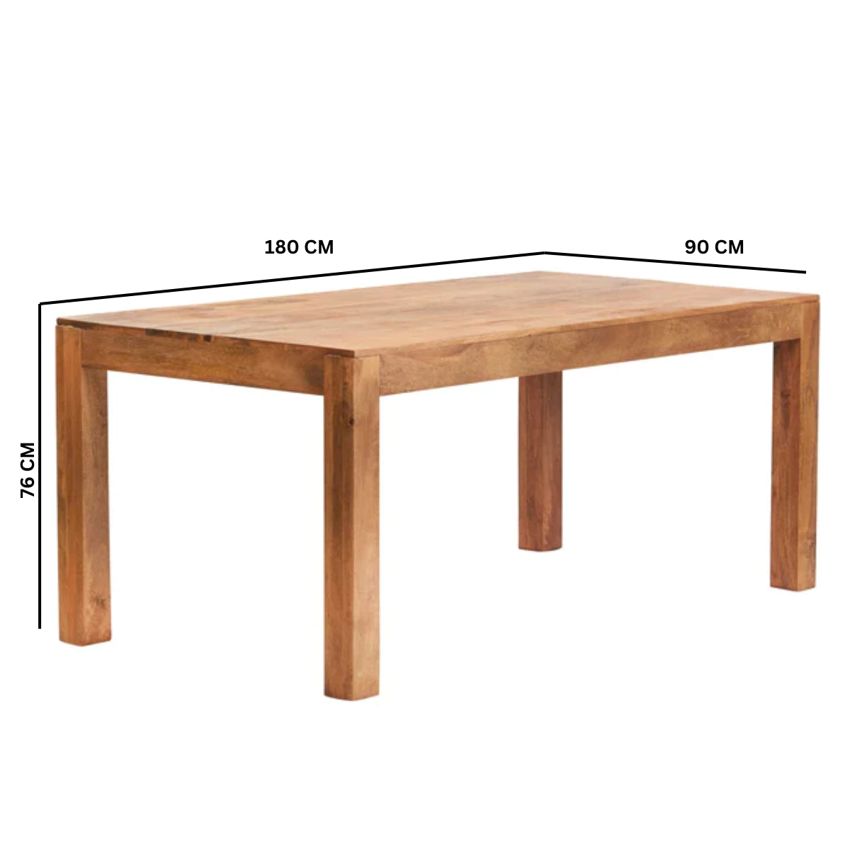 Manila 180cm Light Mango Wood Dining Set and 6 Slatted Chairs