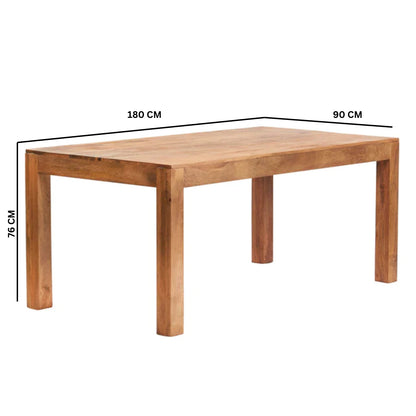 Manila 180cm Light Mango Wood Dining Set with Bench and 4 Slatted Chairs