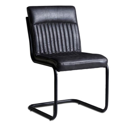 Set of 2 Penang Dark Grey Faux Leather  Dining Chair