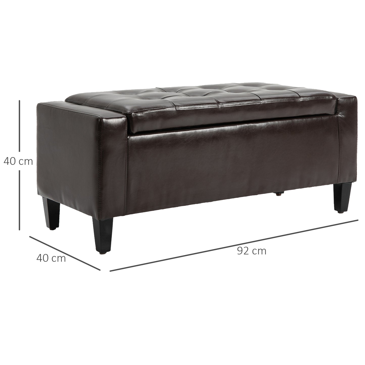 Rira Faux Leather Brown Storage Ottoman Bench With Diamond Tufted Seat