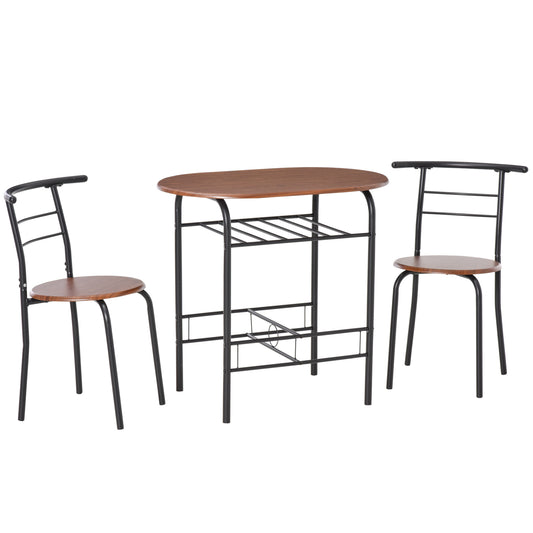 Vidiba Wooden Natural 3 Piece Compact Dining Set