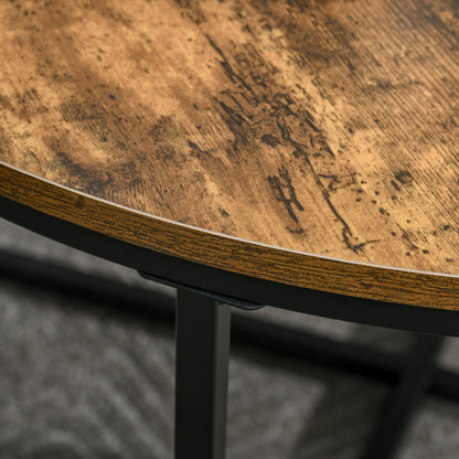 Nata Metal And Wood Rustic Brown Round Industrial Coffee Table