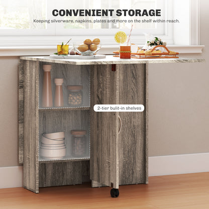 Tonana Tane Wooden Grey Ex10dable Drop Leaf Dining Table Seating 4 To 6 With Storage