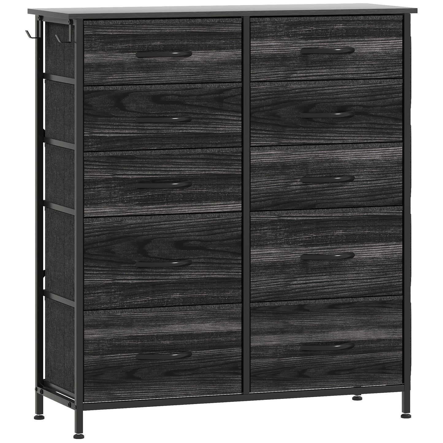 Mirizi Fabric And Metal Black 10 Drawer Storage Chest