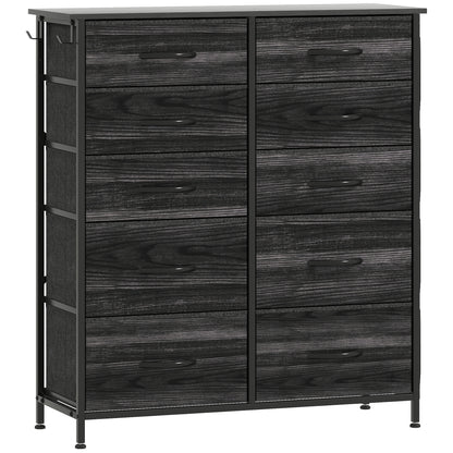 Mirizi Fabric And Metal Black 10 Drawer Storage Chest