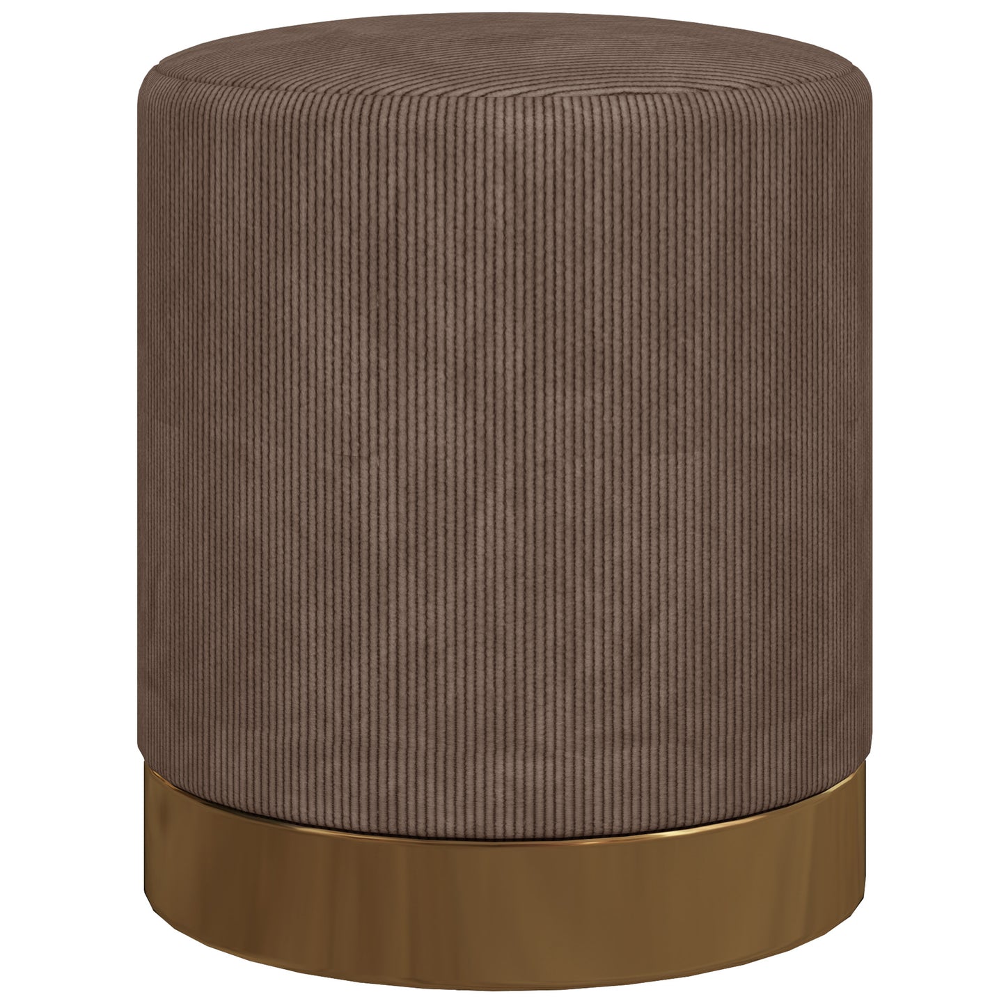Tamo Bala Corduroy Brown Soft Padded Footstool Gold Accent