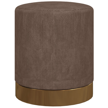 Tamo Bala Corduroy Brown Soft Padded Footstool Gold Accent