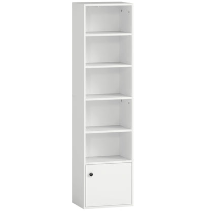 Vari Wooden White Tall 6 Tier Bookcase H8 156 cm