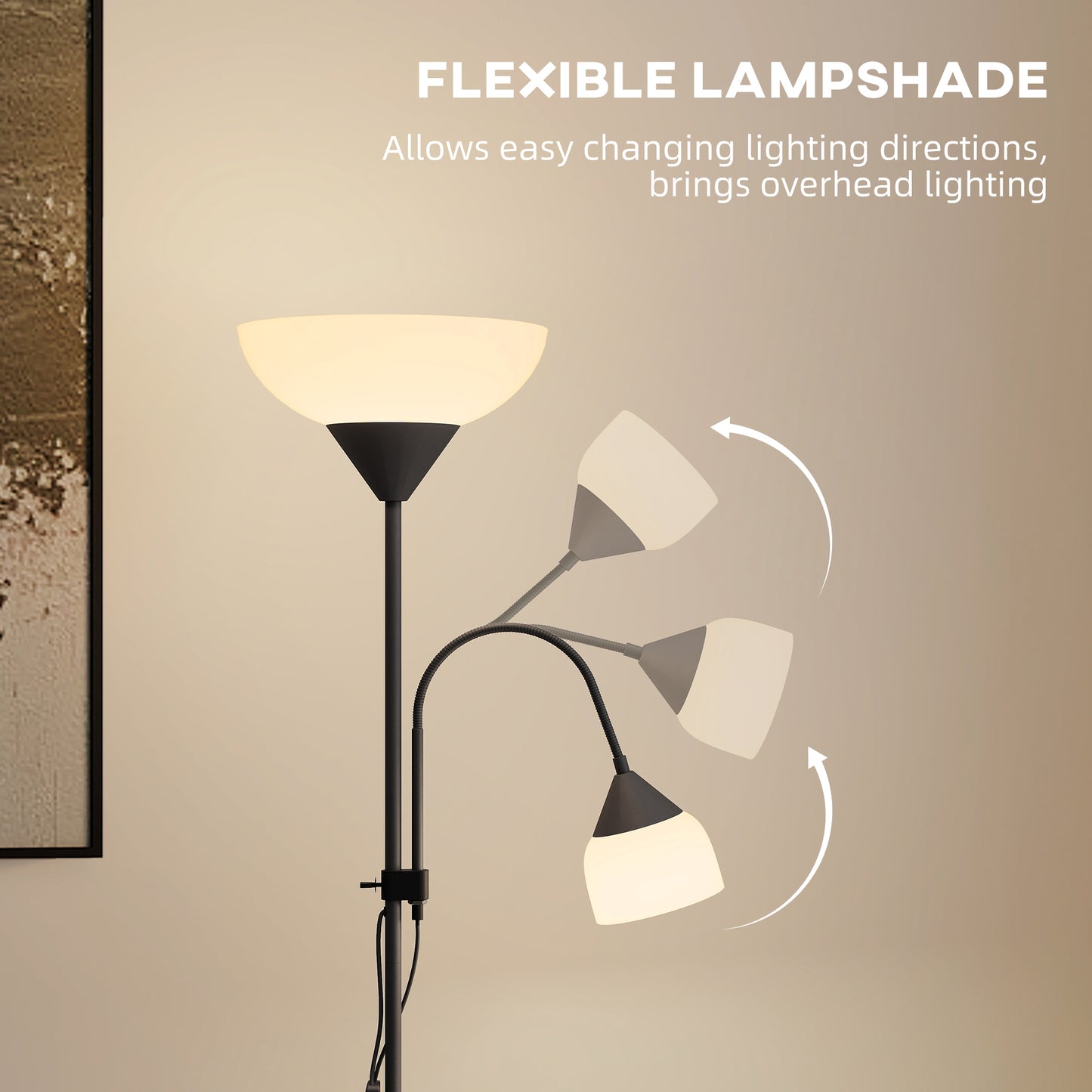 Rira Nido Metal Black LED Uplighter Floor Lamp With Adjustable Gooseneck