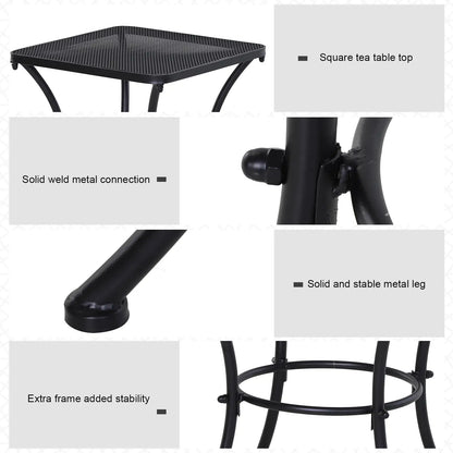 Aritte Metal Black Square Outdoor Bistro Table 45 x 45 x 50cm