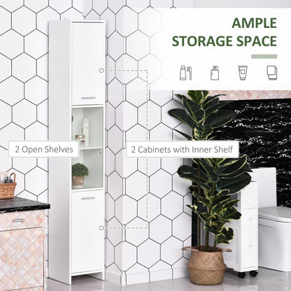 Ridila Tall Storage Cabinet With Adjustable Shelves For Bathroom Or Hallway Use White