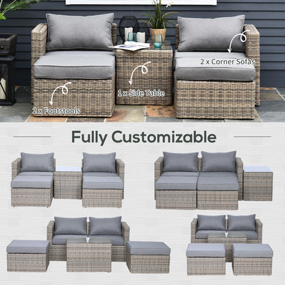 Vapa Faux Rattan Mixed Brown 5 Piece Outdoor Bistro Set and Glass Table