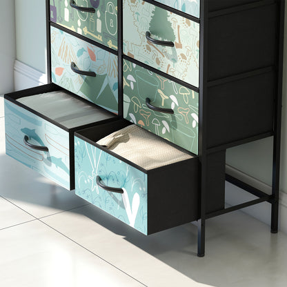 Larala Wooden Blue 8 Drawer Storage Chest