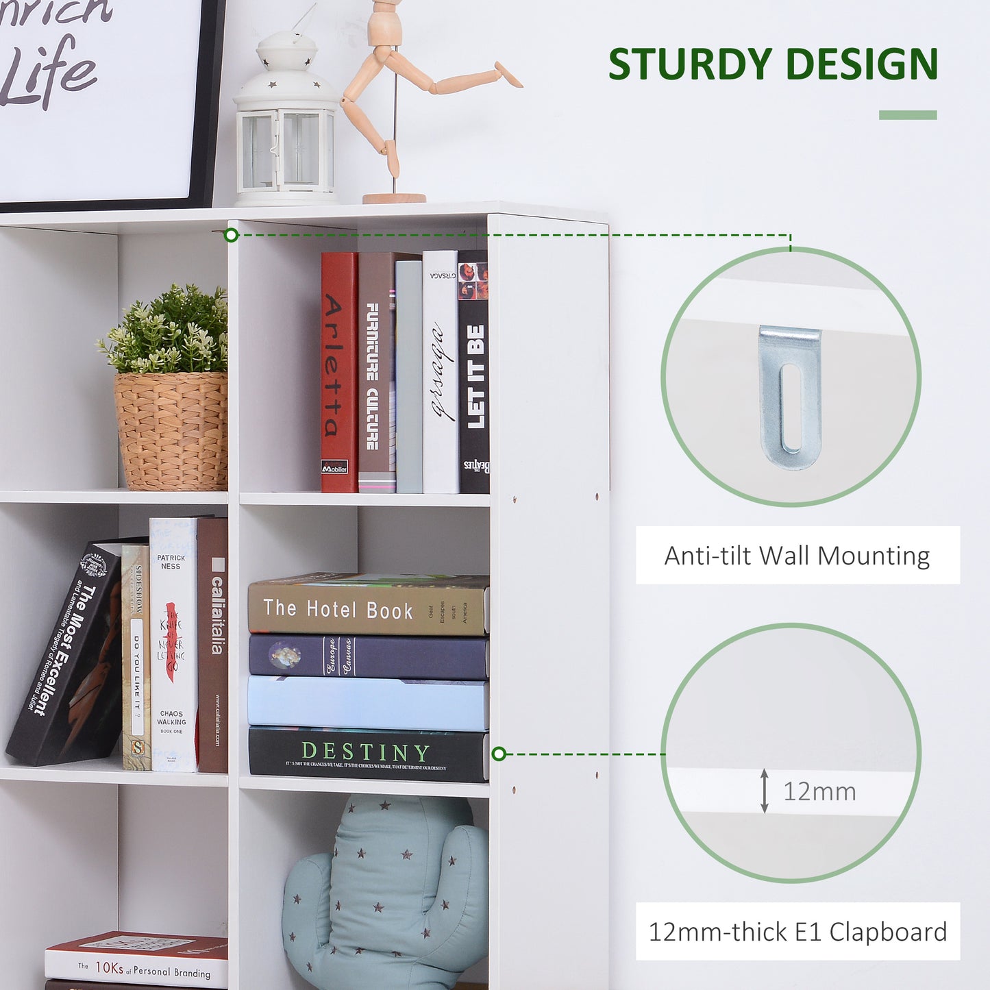 Naleno Wood White 9 Cube Storage Shelving Unit