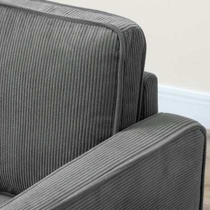 Sono Vare Corduroy Grey Compact 2 Seater Sofa Natural Wooden Legs