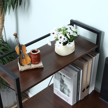Veva 120cm Metal And Wooden Walnut And Black Reversible Industrial Desk With Side Shelving