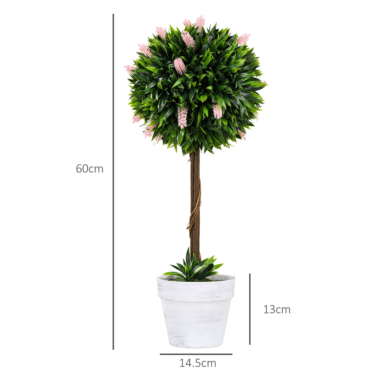 Yodina Set Of 2 Artificial Flower Ball Trees In Pink With Pots For Indoor And Outdoor Styling 60cm