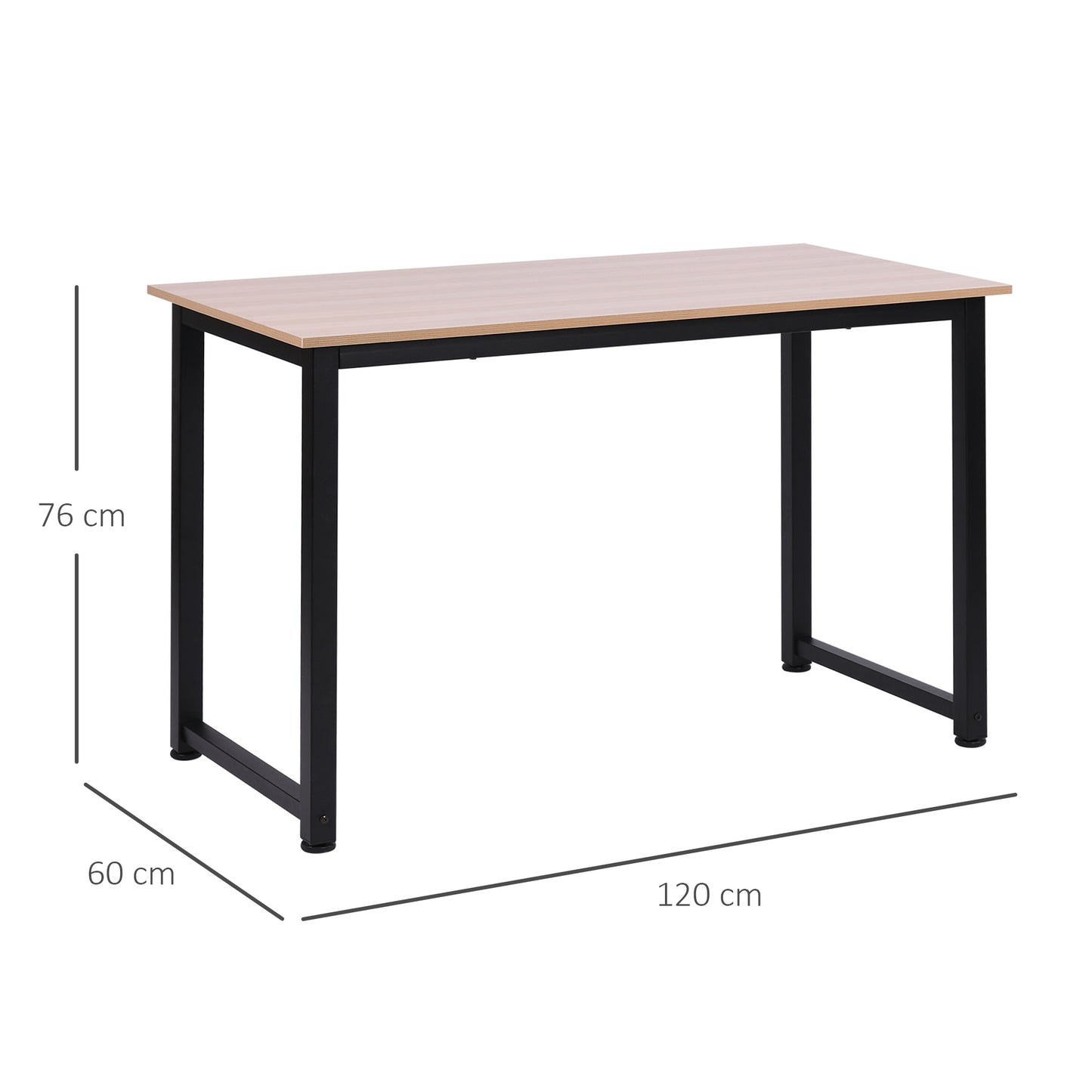 Pazi 120cm Wooden Black Writing Desk With Black Steel Frame