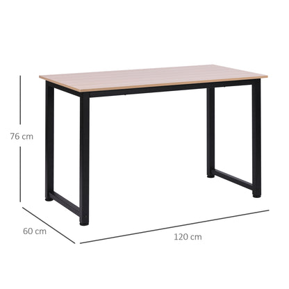 Pazi 120cm Wooden Black Writing Desk With Black Steel Frame