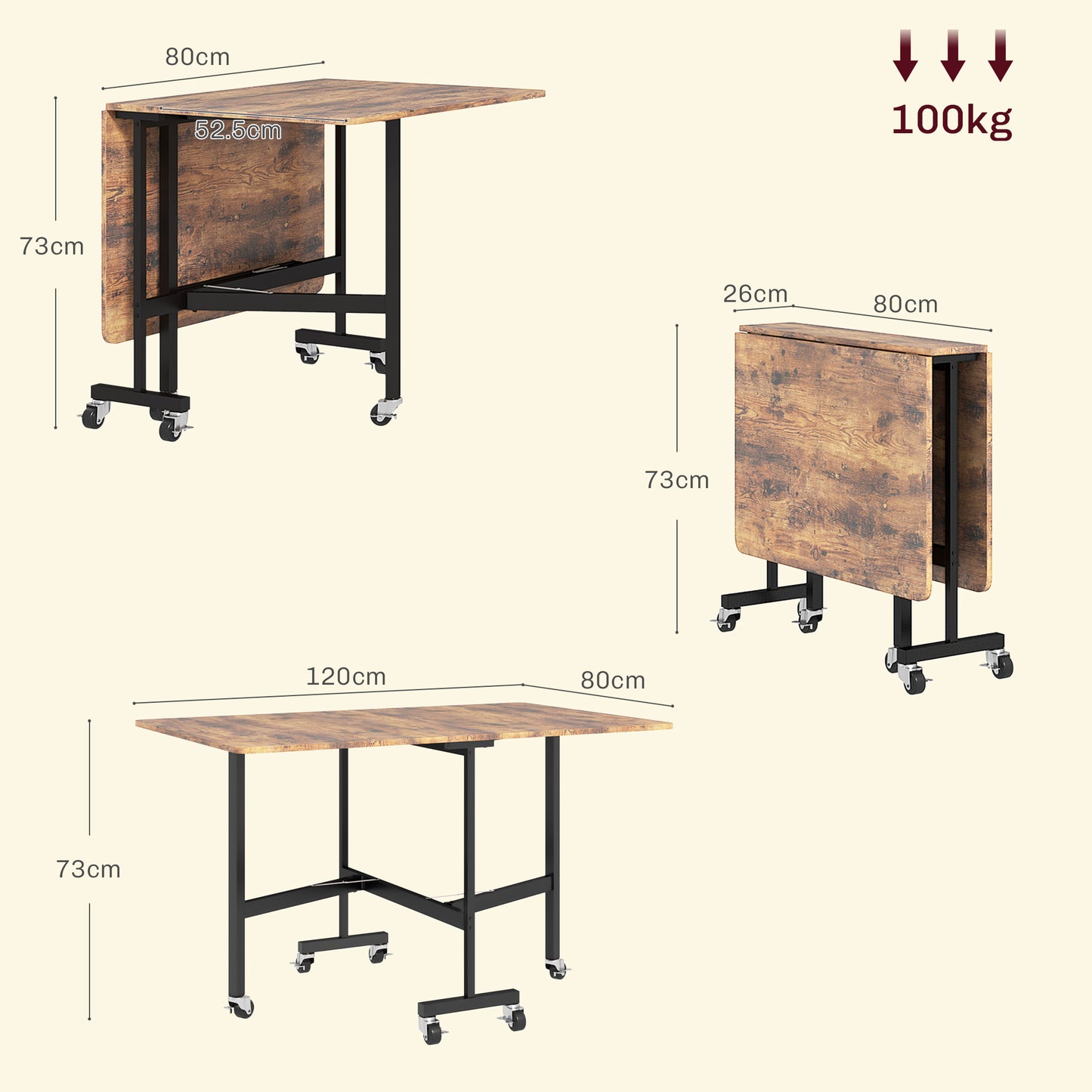 Maro Wooden Brown Wood Effect Drop Leaf Dining Table With Wheels Seating 6