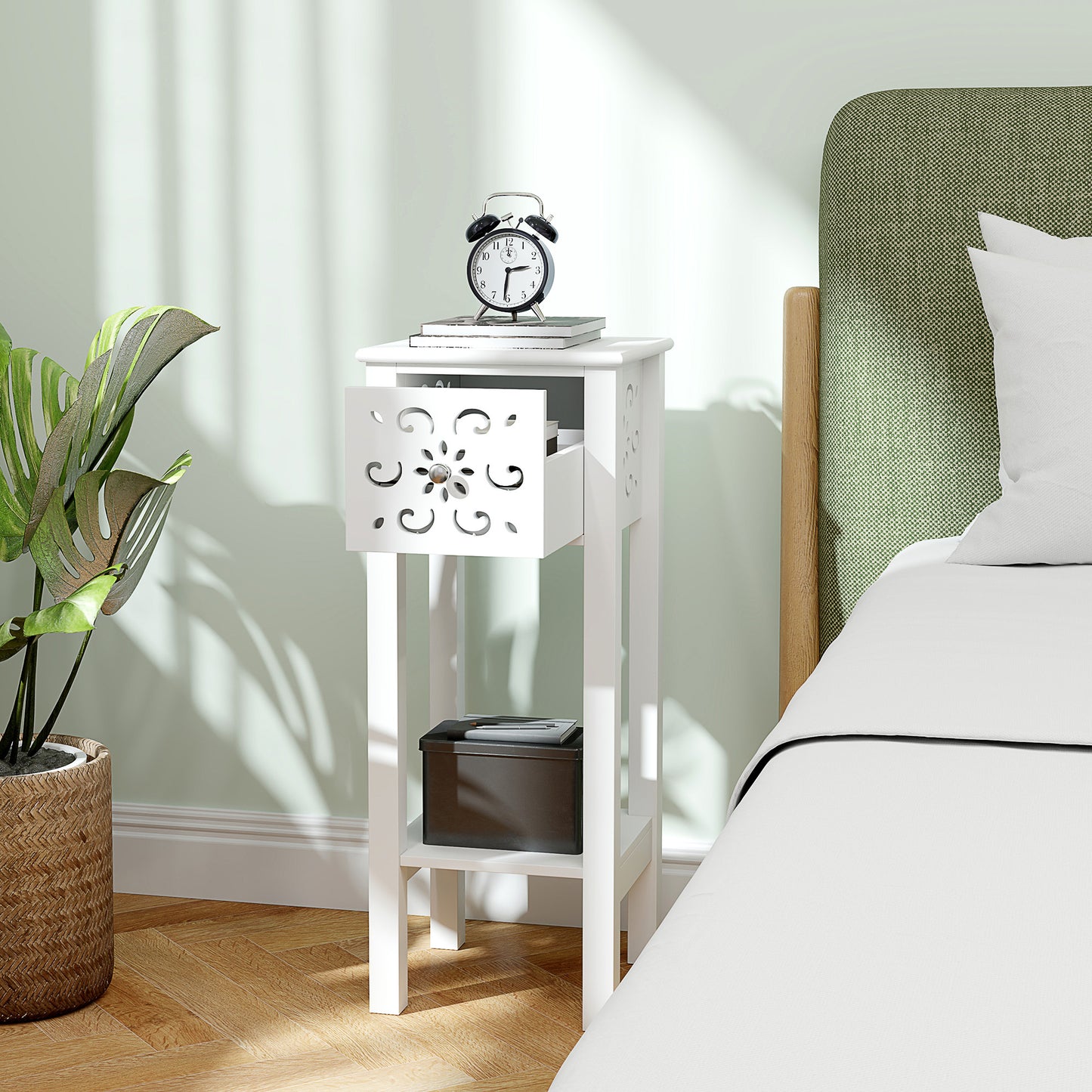 Tonoto Set Of 2 Wooden Floral Cut Out Accent Side Tables
