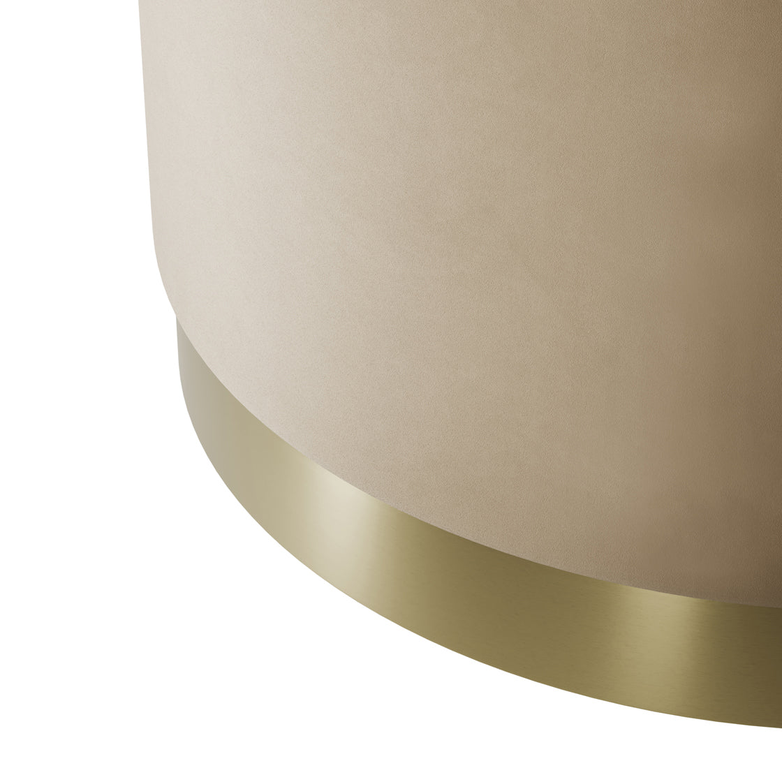 Kalua Large Beige Velvet Stool Gold Base