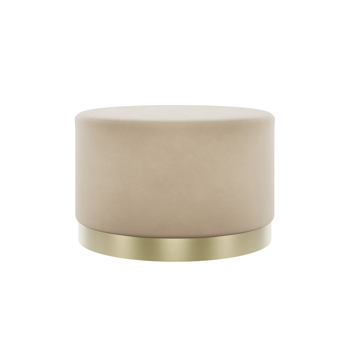 Kalua Large Beige Velvet Stool Gold Base