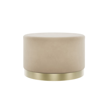 Kalua Large Beige Velvet Stool Gold Base