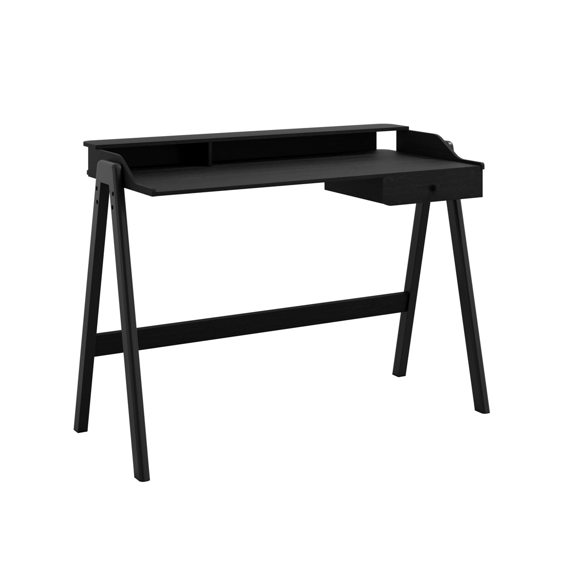 Heppt Black Wood Veneer Desk 1 Drawer
