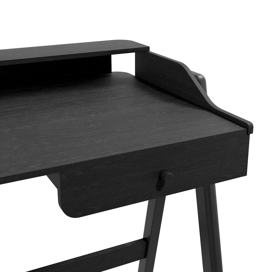 Heppt Black Wood Veneer Desk 1 Drawer