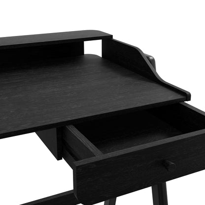 Heppt Black Wood Veneer Desk 1 Drawer