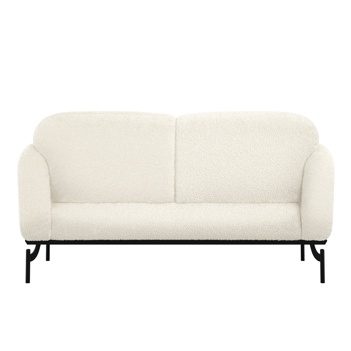 Samba White Boucle Teddy 2 Seater Sofa Black Metal Legs