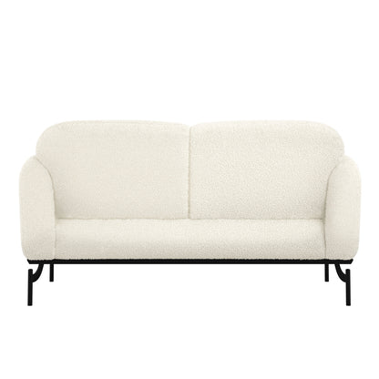 Samba White Boucle Teddy 2 Seater Sofa Black Metal Legs