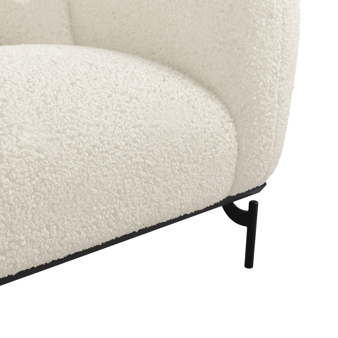Samba White Boucle Teddy 2 Seater Sofa Black Metal Legs