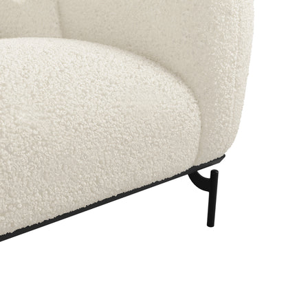 Samba White Boucle Teddy 2 Seater Sofa Black Metal Legs