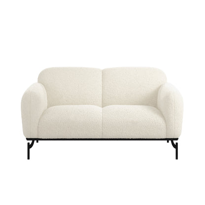 Samba White Boucle Teddy 2 Seater Sofa Black Metal Legs