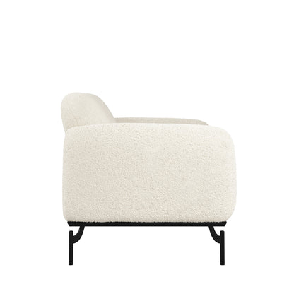 Samba White Boucle Teddy 2 Seater Sofa Black Metal Legs