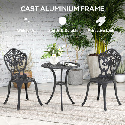Rirara Aluminium Black 3 Piece Floral Outdoor Bistro Garden Set