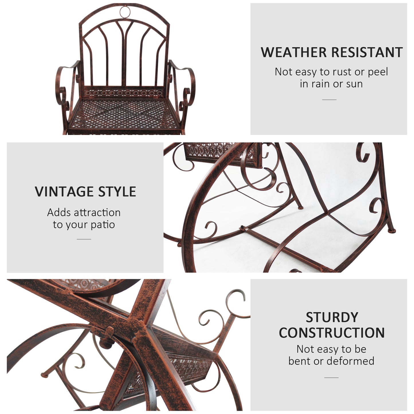 Pabasa Vintage Inspired Metal Bronze Single Outdoor Rocking Armchair