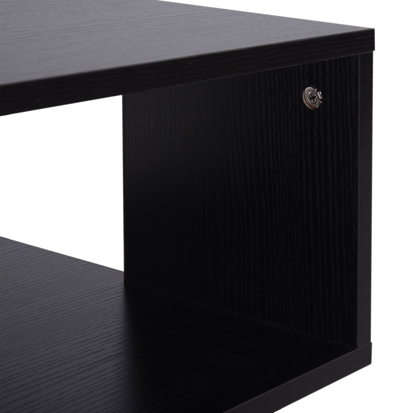 Moyofa Wooden Black Square Side Table With 2 Tier Storage