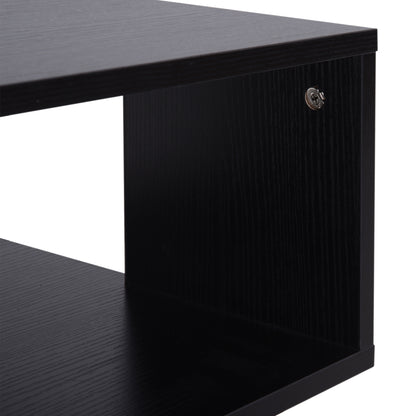 Moyofa Wooden Black Square Side Table With 2 Tier Storage