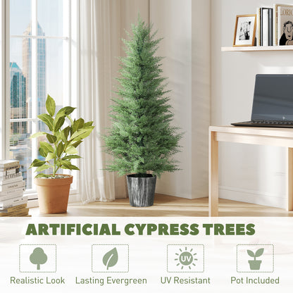 Reno Set Of 2 Artificial Cypress Style Trees With Decorative Pots For Indoor And Outdoor Use