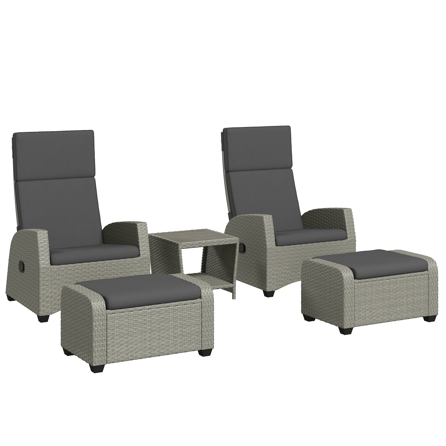 Dive Rattan Dark Grey 5 Piece Garden Furniture Bistro Set