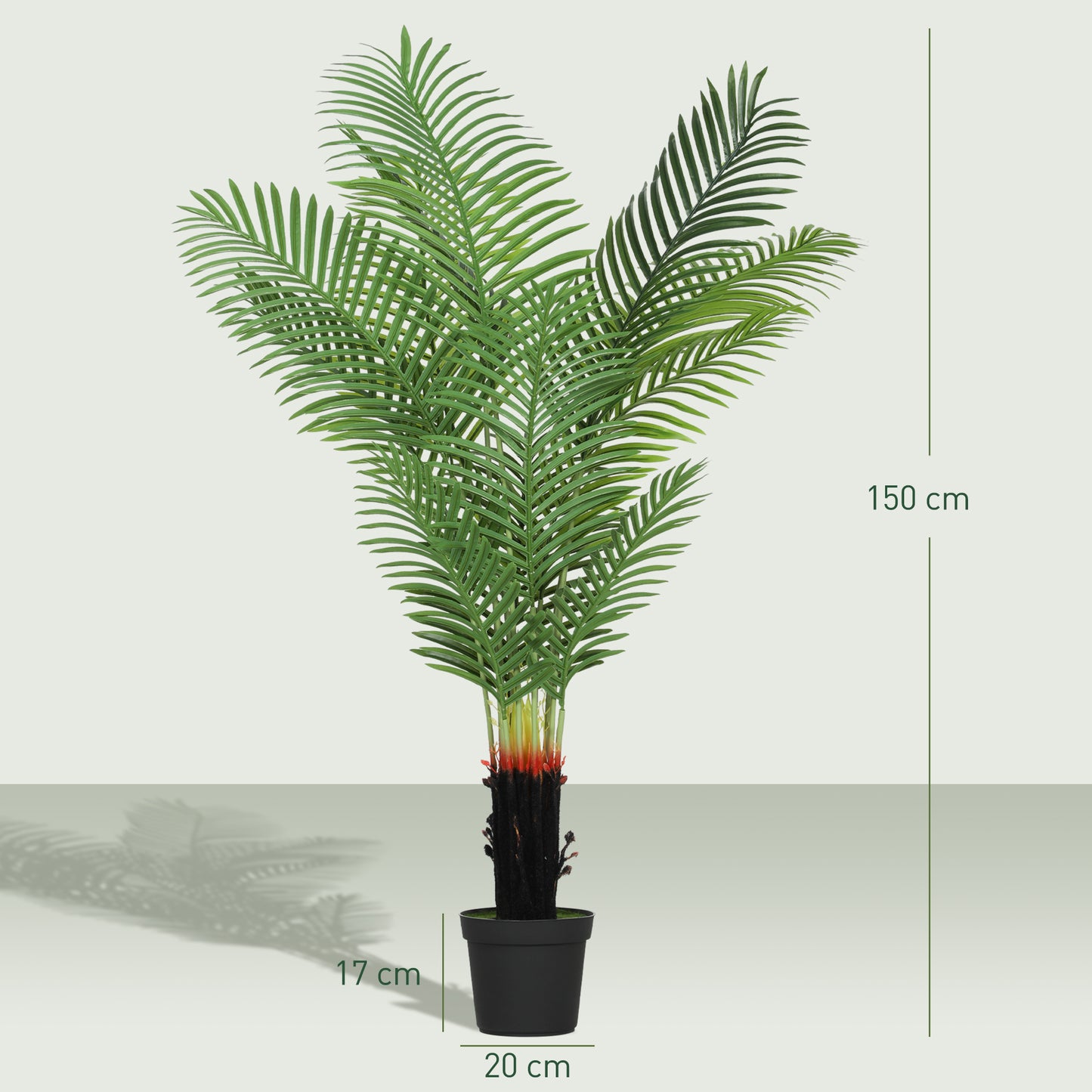 Nomovi Artificial Areca Palm With Full Canopy Leaf Design In Pot H8 150cm Green