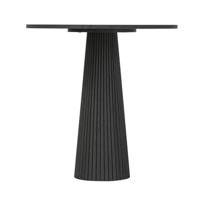 Sorrento Black Wood Ribbed Round Accent Table