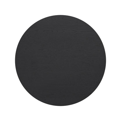 Sorrento Black Wood Ribbed Round Accent Table