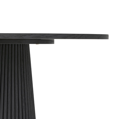 Sorrento Black Wood Ribbed Round Accent Table