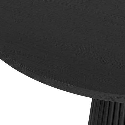 Sorrento Black Wood Ribbed Round Accent Table