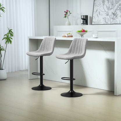 Cokeri Chenille Grey Tub Style Bar Stools Set Of 2 With Soft Touch Upholstery